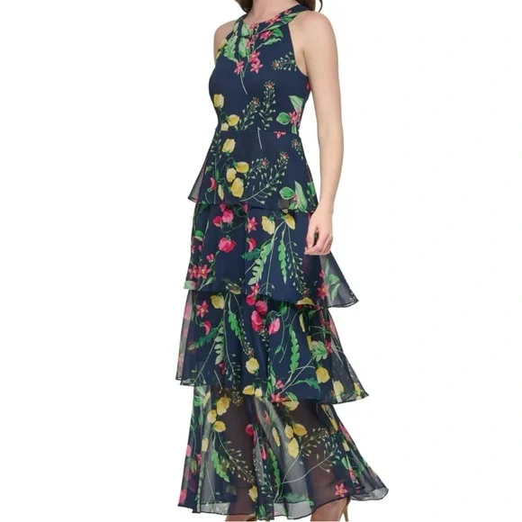 chinese dress ladies Tommy Hilfiger White Tiered-Ruffled Maxi Dress